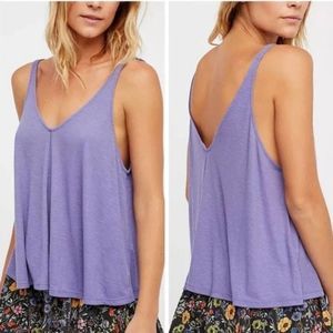 Free People NWT Sleeveless Ribbed Dani Swing Tank Top Dusty Iris Purple